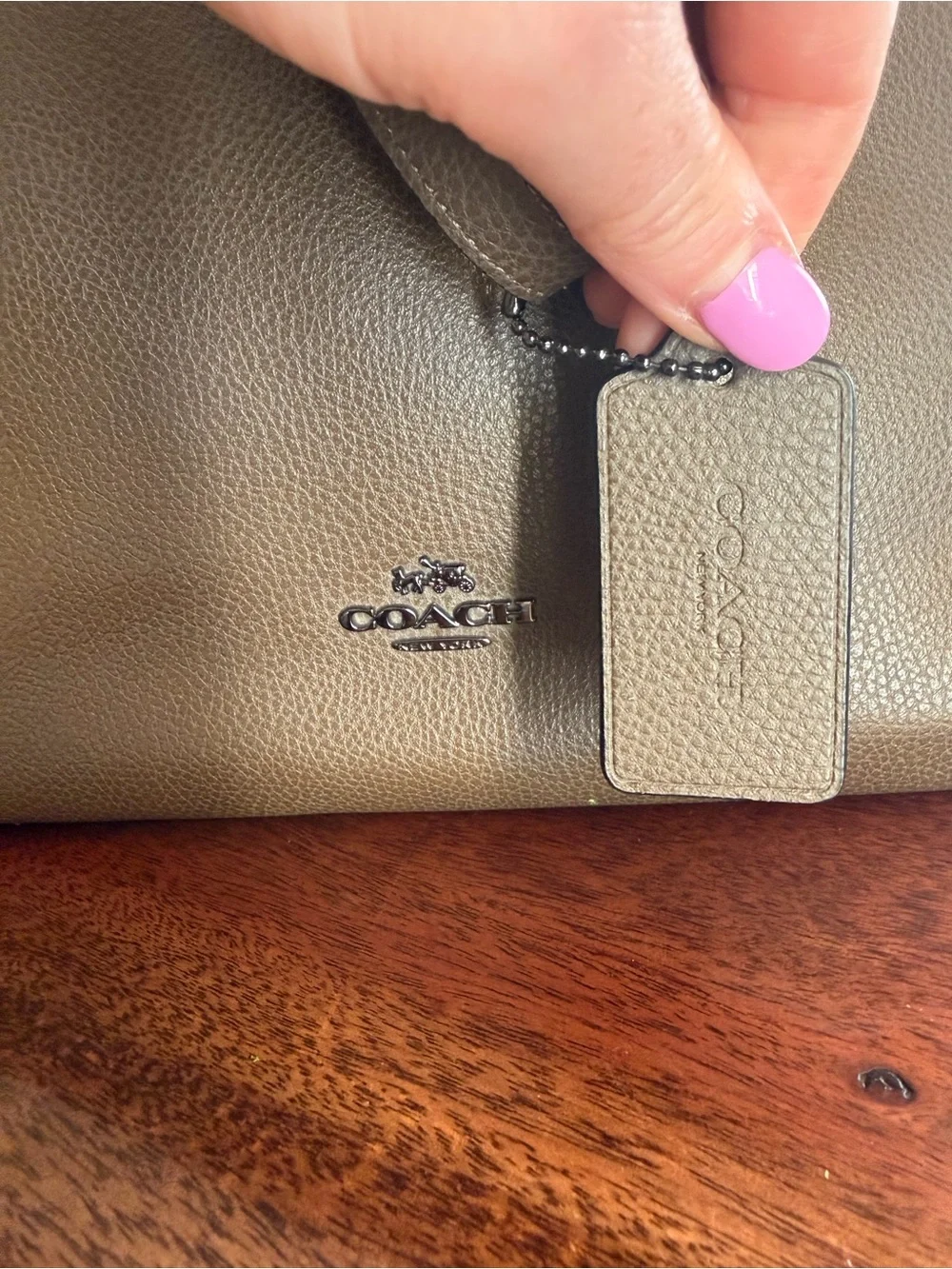 Coach Pebbled Leather Tote in Taupe Brown